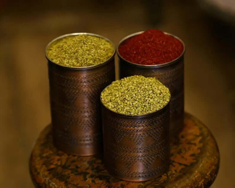 handmade copper spice jars