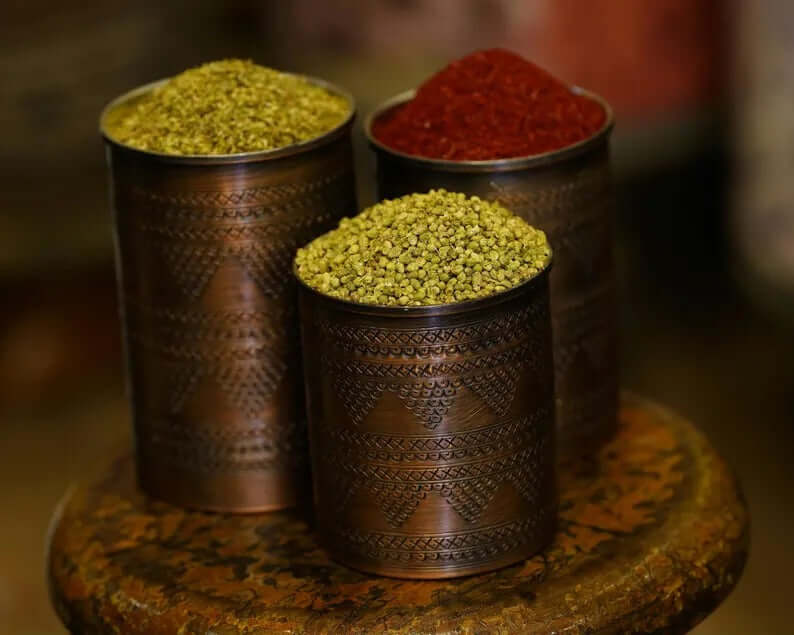 handmade copper spice jars