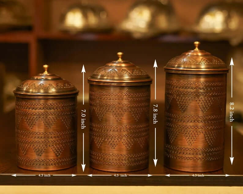 handmade copper spice jars