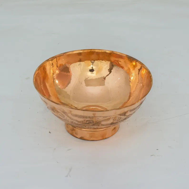 Engraved Compact Vessel Sink, Copper Bowl Sink, Copper Washbasin, Bathroom Basin Sink