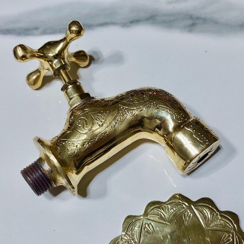 Traditional Moroccan Handmade copper brass Faucet – Solid Brass Wall-Mounted Tap for Bathroom or Garden