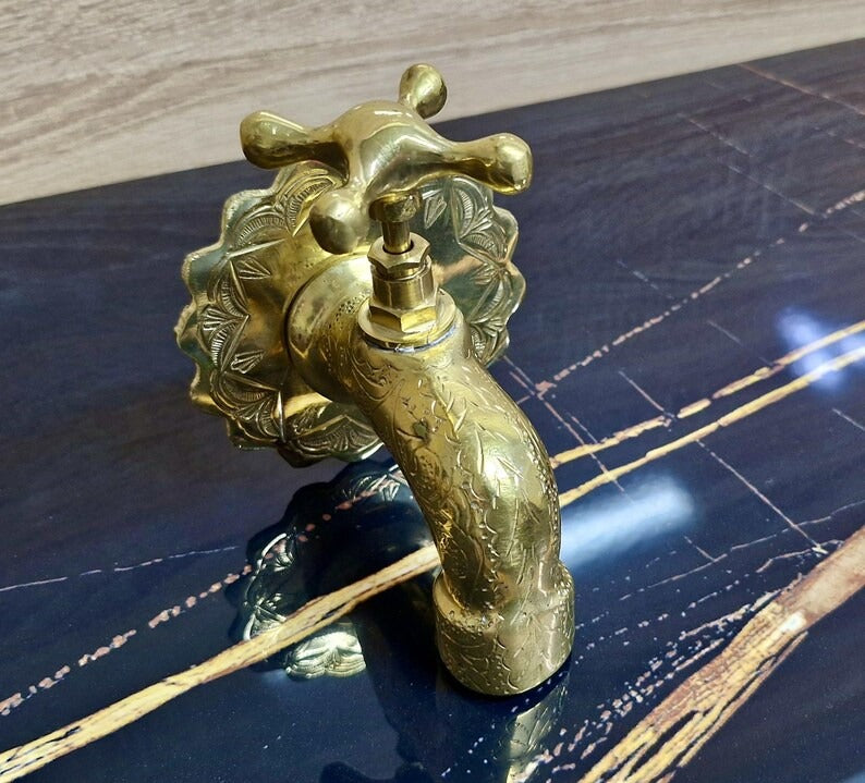 Traditional Moroccan Handmade copper brass Faucet – Solid Brass Wall-Mounted Tap for Bathroom or Garden