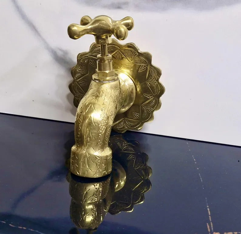 Traditional Moroccan Handmade copper brass Faucet – Solid Brass Wall-Mounted Tap for Bathroom or Garden