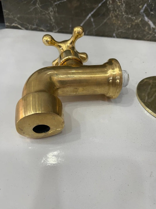 Moroccan Vintage Brass Faucet for Outdoor Spaces,Garden Nostalgia: Wall-Mounted Solid Brass Water Faucet