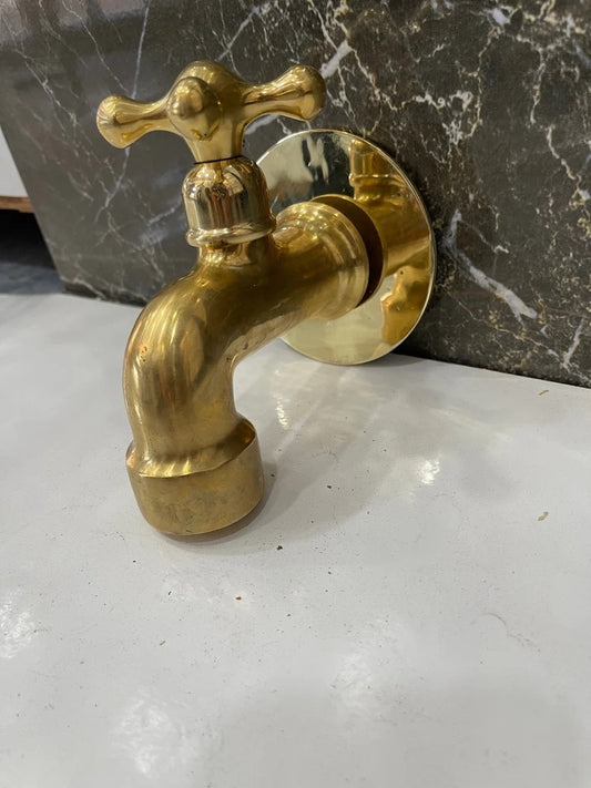 Moroccan Vintage Brass Faucet for Outdoor Spaces,Garden Nostalgia: Wall-Mounted Solid Brass Water Faucet