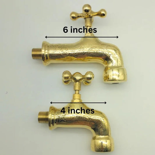 Unlacquered Brass Wall Faucet, Antique garden tap, Engraved Water Spigot,Handmade Moroccan Faucet.