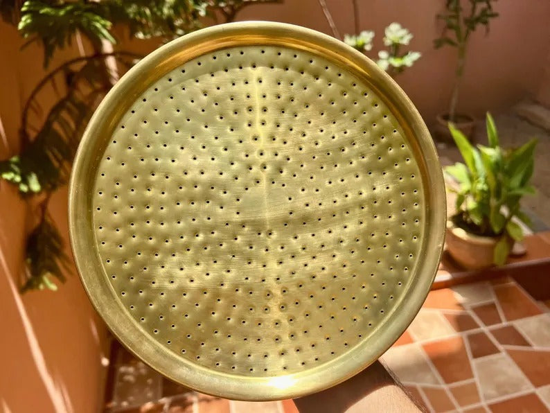 Unlacquered Brass Showerhead, Solid Brass Rainfall Showerhead, Round Outdoor Showerhead, Rustic Garden or Bathroom Fixture