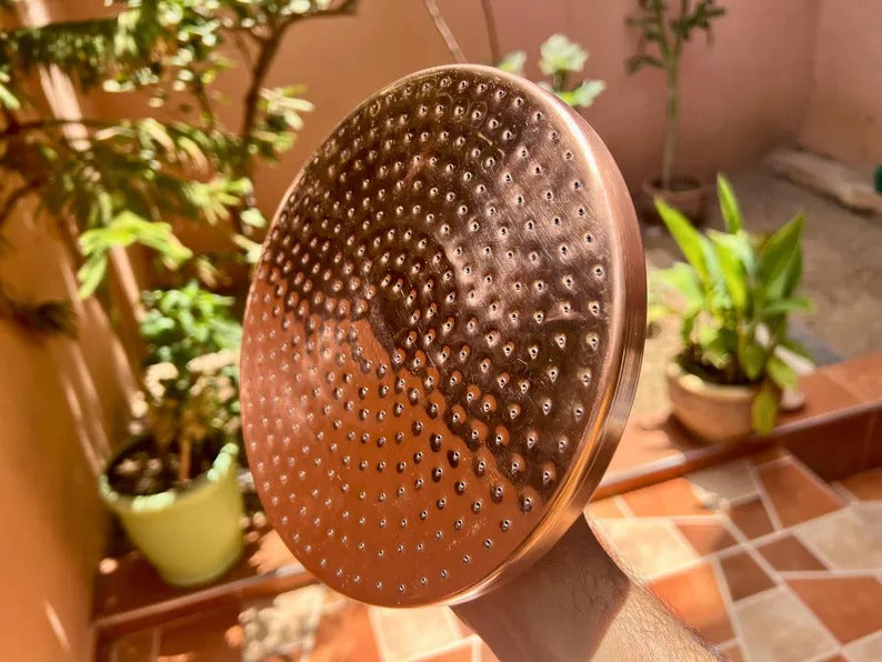 Unlacquered Copper Shower Head, Rainfall Shower Head, Solid Outdoor Showerhead, Round Copper Rain Shower Head