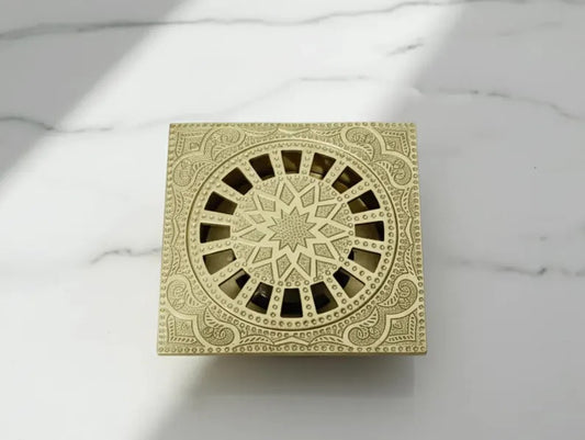 Unlacquered Brass Shower Drain, Engraved Brass Floor Drain, Bathroom Brass Drain Cover