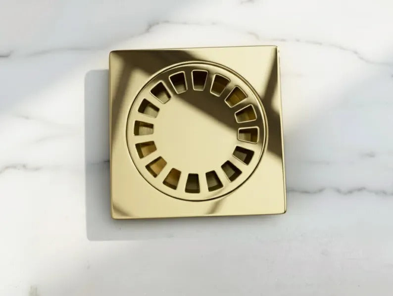 Unlacquered Brass Floor Drain, Solid Brass Shower Drain, Square Drain Cover for Bathroom