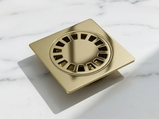 Unlacquered Brass Floor Drain, Solid Brass Shower Drain, Square Drain Cover for Bathroom
