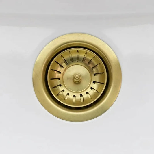 Unlacquered Brass Kitchen Sink Strainer, Solid Brass Drain Basket, Standard 3.5 Inch Sink Waste