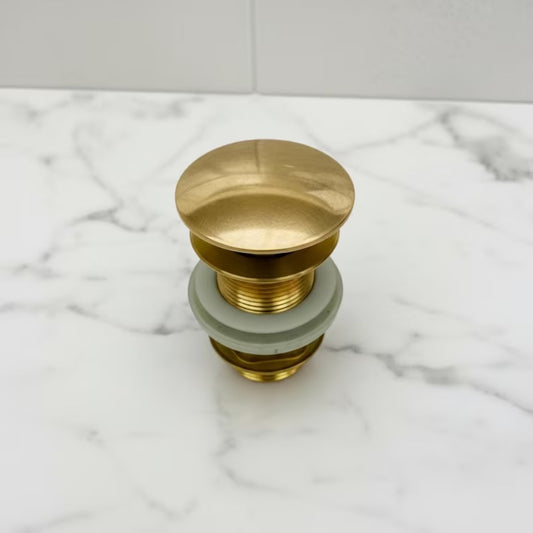 Solid Unlacquered Brass Sink Drain, Pop Up Drain, Push Up Button, Vanity Sink Drain, Basin Sink Stopper