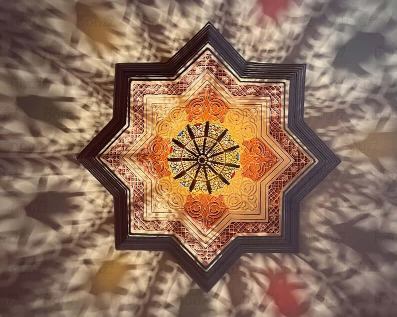 Colorful Handmade Pendant Light - Moroccan Copper Brass and Glass lampshade - hanging pendant Moroccan Lamp, small chandelier