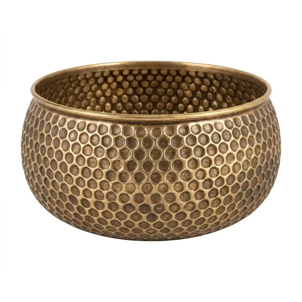Brushed copper bathroom sink handmade 14x6 inch vessel basin with a textured honeycomb pattern isolated on a solid white background.