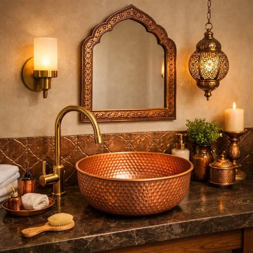 brushed copper bathroom sink modern countertop vessel basin luxury