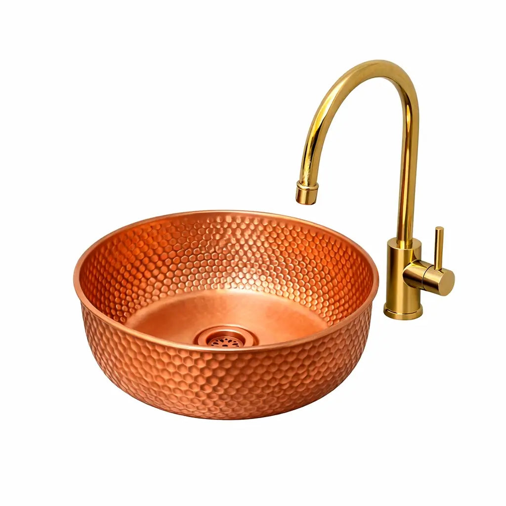 brushed copper bathroom sink modern countertop vessel basin