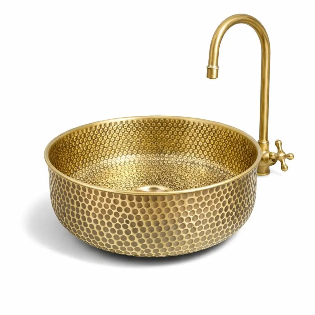 Handmade Brass Round Sink isolated on pure white background