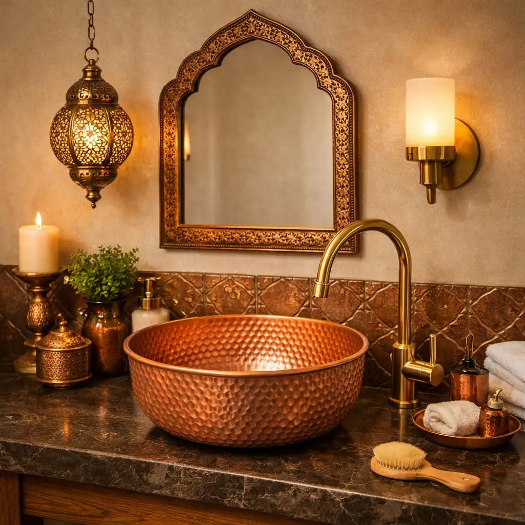 modern countertop vessel basin brushed copper bathroom sink luxury