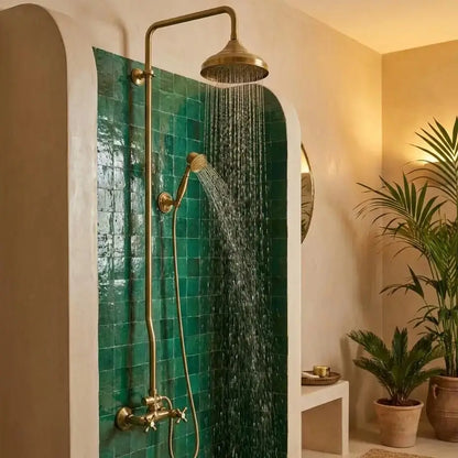 Copper Quality - Unlacquered Brass Exposed Pipe Shower System